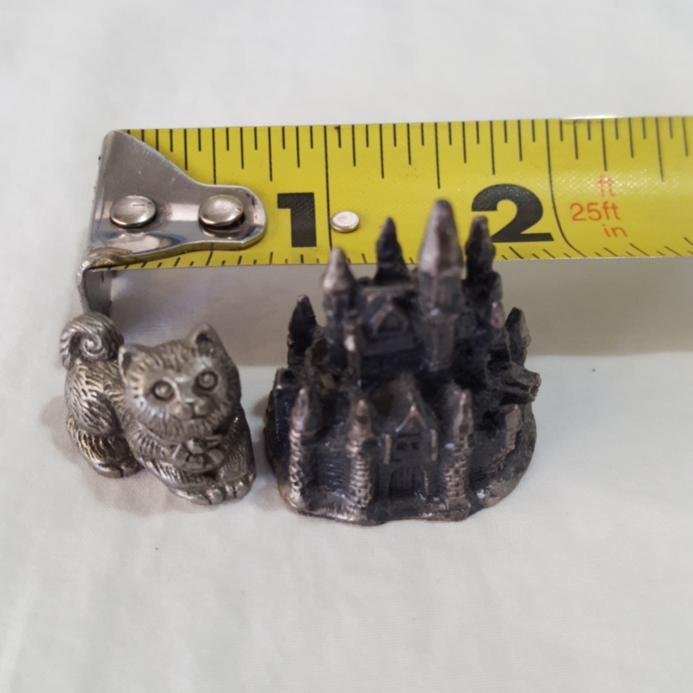 2  (Two)Vintage Hudson Pewter Figurines Castle & dog